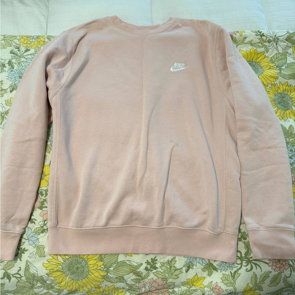 Nike Pink Crewneck Sweater with Ribbed Cuffs